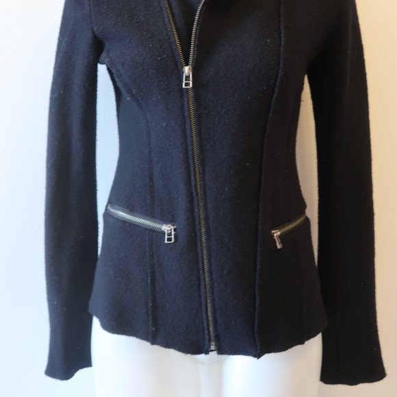 DUARTE BLACK BOILED WOOL FULL ZIP JACKET S * - Picture 6 of 16